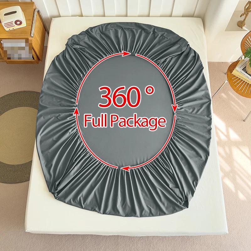 3PCS Bedding Set Fitted Bed Sheet With Elastic Band Solid Color Mattress Covers Protector For Single Double King Beds Single Double King Queen Beds