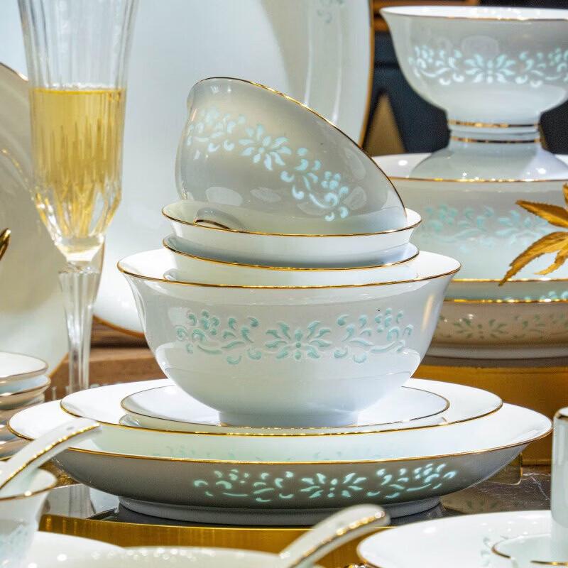 Jingdezhen Underglaze Linglong Ceramic Dinnerware Set
