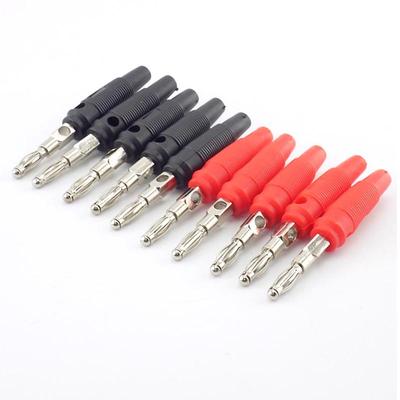 10 stücke 4mm Banana Stecker Anschlüsse Rot Schwarz Solderless Seite Stapelbar Für Musical Lautsprecher Video Audio DIY Adapter