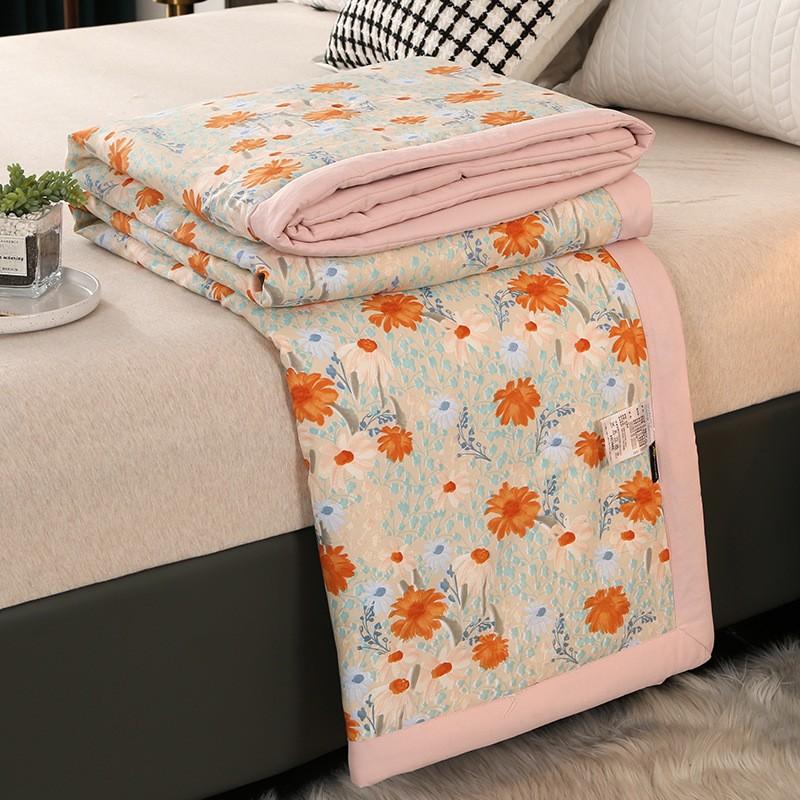 Summer Washed Cotton Quilt Air Conditioning Comforter Soft Breathable Blanket Thin Leaf Print Bedspread Home Textiles