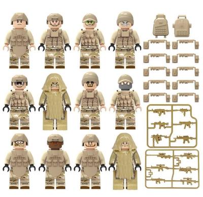 Desert Soldiers Colorful Special Forces SWAT 12pcs Military Bricks Armed Building Blocks MiniFigures Army Weapons Accessories Toy