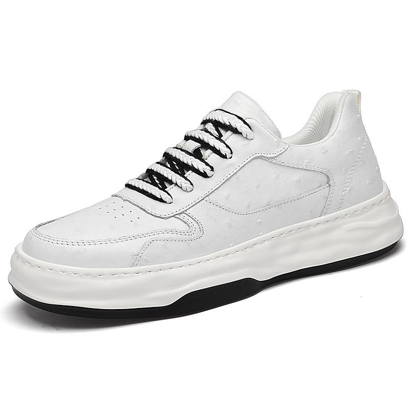 Men s Genuine Leather Green Skate Shoes with Thick Soft Sole - Hand-stitched, Casual Cowhide Sneakers US 12