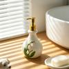 Modern White Ceramic Soap Dispenser Bottle Embossed Lily of the Valley for Bathroom Kitchen Sink Decor Housewarming Gift