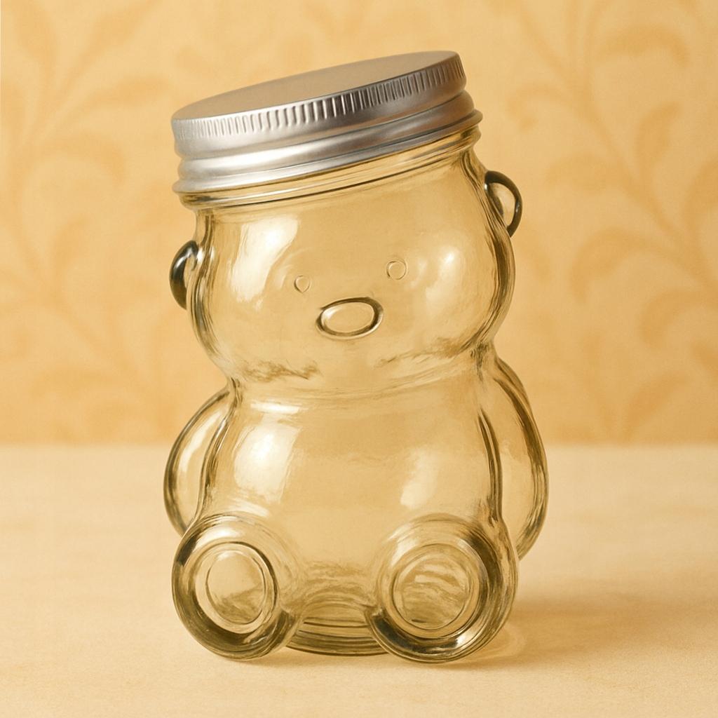 5x 80ml TEDDY TEDDY Glass Jar with Lid for HONEY, Jam, Spices Jar