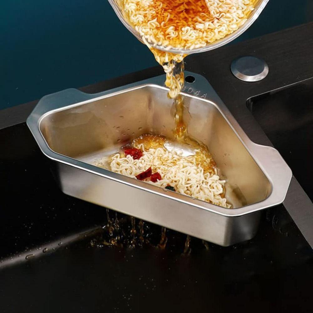 Triangle Shape Kitchen Sink Filter Corner Strainer Design Dual Function Triangle  Bathroom Storage