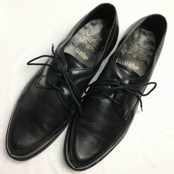 60s Vintage DEAUVILLE Rare CORFAM Leather U-Tip Business Shoes Black size 9 26.5-27.0(USED)