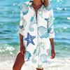 Women's Loose Fit Midi Shirt Dress with Notched Collar for Casual Fashion