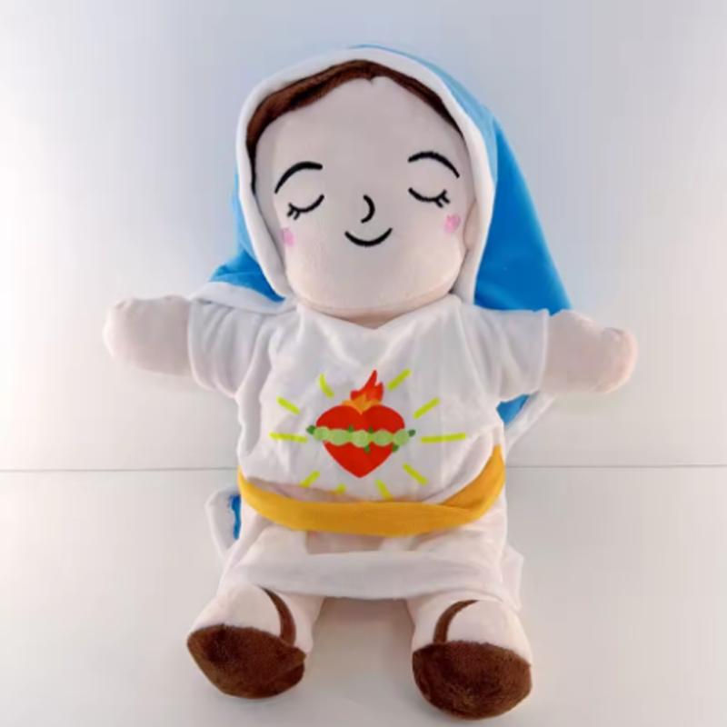 Hot Children Music Soothing Breathing Doll Jesus Plush Toy Sleep Companion Toy Sound And Light Doll Holiday Gifts For Kids