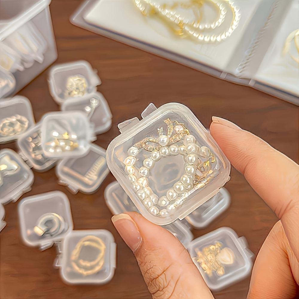 30pcs Mini Clear Plastic Jewelry Storage Boxes with Lids, Transparent Square Containers,Earring Organizer, Stackable Organizer
