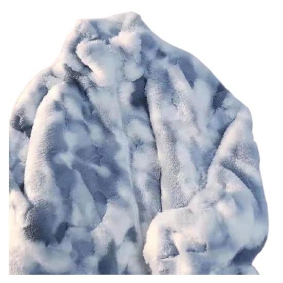 

Жіноча куртка осінь-зима Двосторонній плюшевий комір-стійка на блискавці Потовщене пальто з довгими рукавами Вільне вітрозахисне пальто для поїздок XL синій