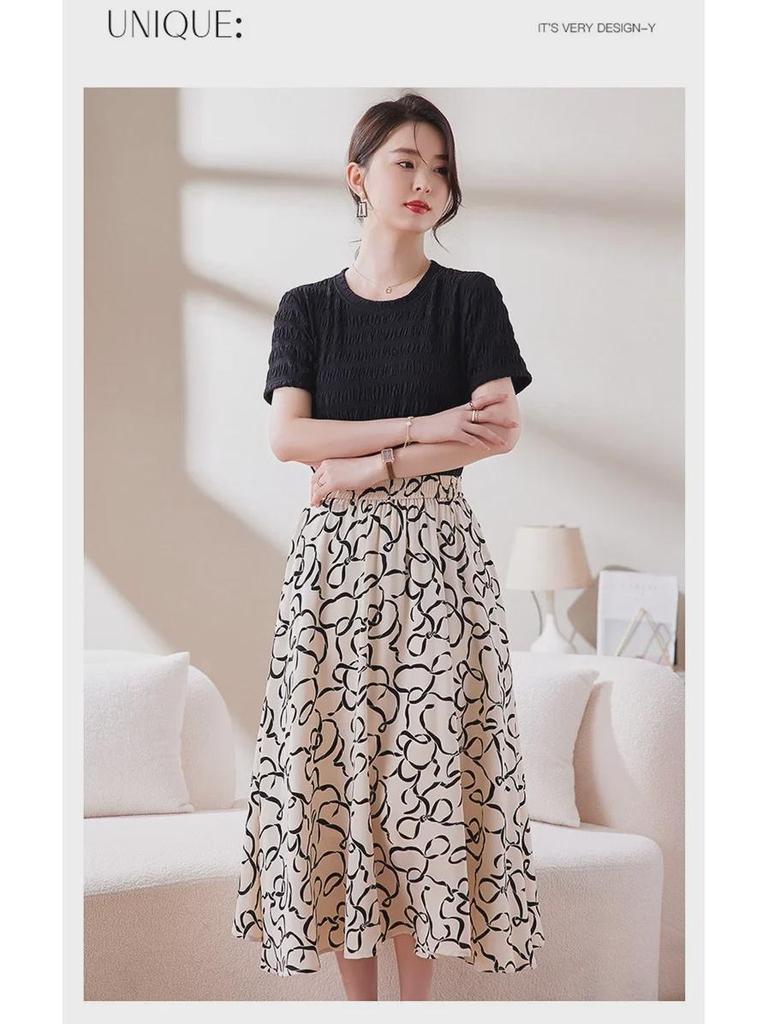 Damska spódnica A-line z szyfonu w kwiaty: Stylowy, Elastyczny Pas, Letnia Moda