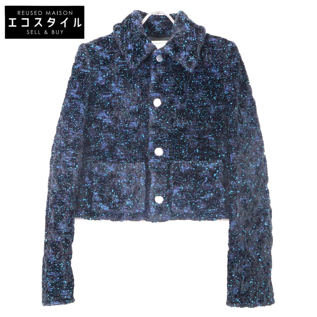 Bottega Veneta Black/Blue 686158 Chenille Blue Jacket Jacket 38 Black / blueUsed