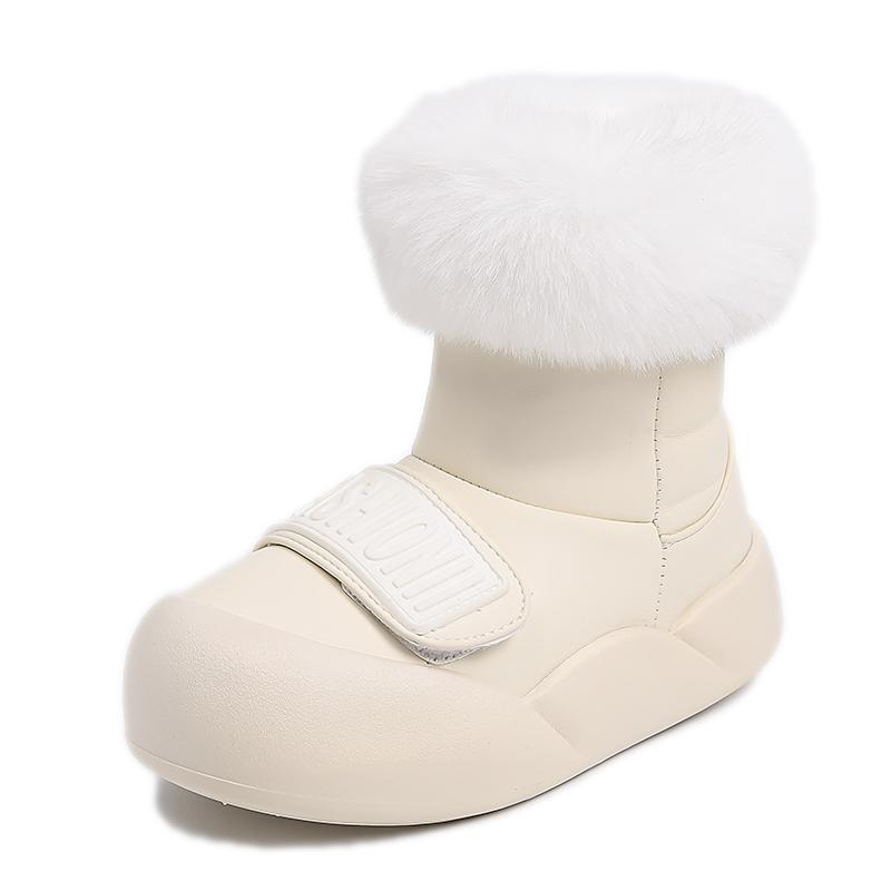 

Детские зимние ботинки, мягкие, пушистые, зимние, теплые, хлопковые, простые, универсальные, детские, модные, повседневные, плюшевые, с толстой подошвой 26 белый