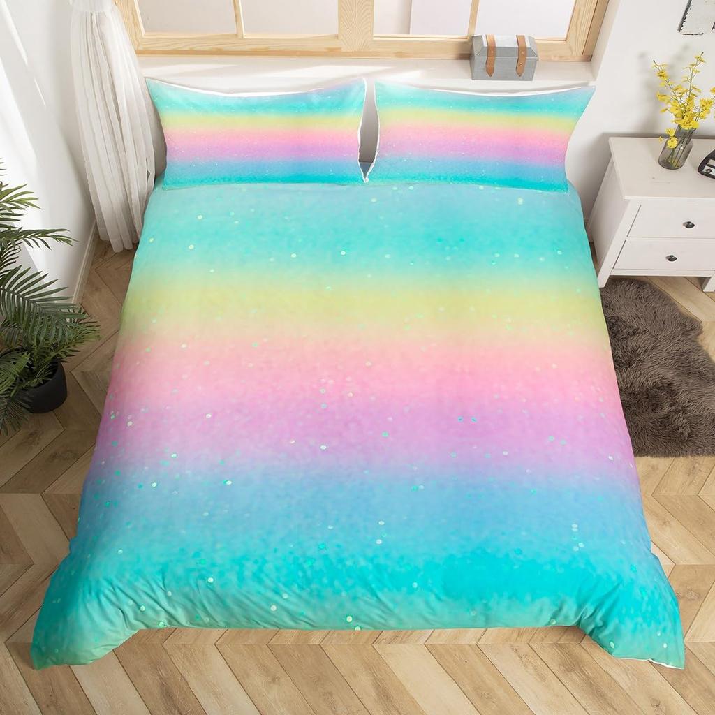 Blue Ombre Duvet Cover Queen Size Ocean Sea Blue White Gradient Solid Color Soft Bedding Set Modern Abstract Art Comforter Cover