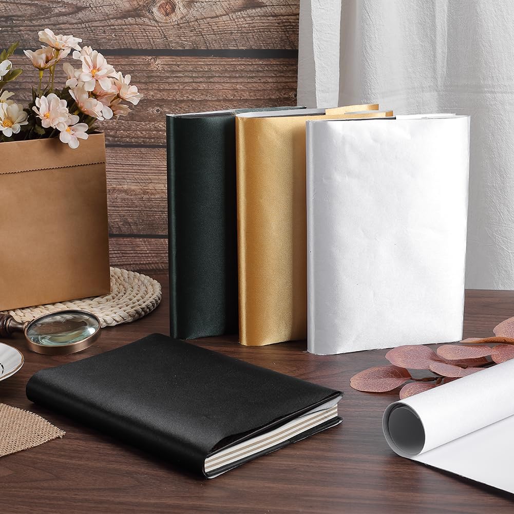 CRASPIRE 43.3 X 16.53 Silk Book Cloth for Book Binding White A3-A8 Fabric Surface Paper Backed Bookcover Bookbinding Supplies Book Covering Protector