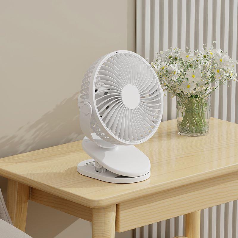 USB Clip on Fan, Portable Small Fan with Cord Powered, 4 Speeds Strong Airflow with Sturdy Clamp, Quiet Personal Desk Fan