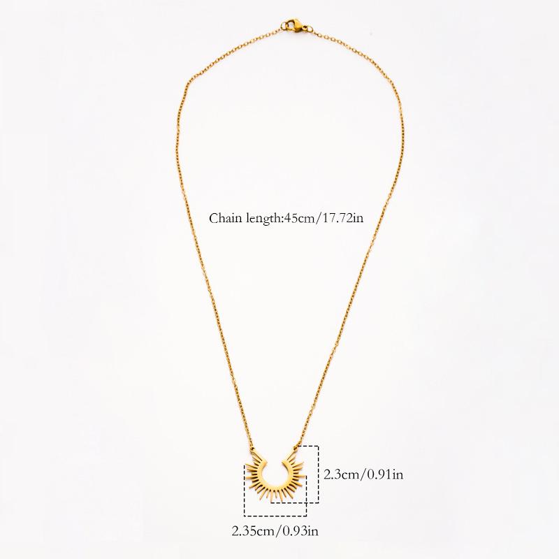 European Style 18K Gold Sunburst Pendant Necklace - Women's Fashion Jewelry