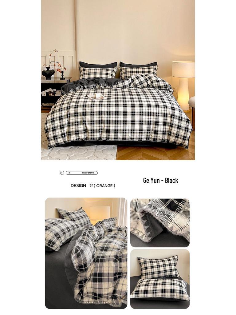 2025 New All-Cotton Flannel Bedding Set: Thick Quilt Cover, Triangular Edge, Warm Bed Sheet