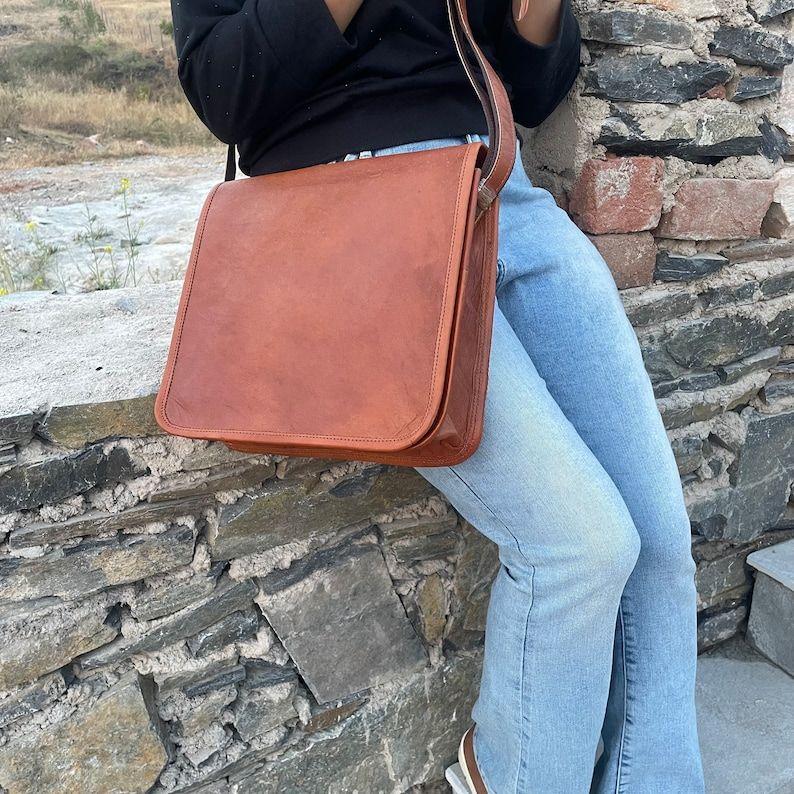 Personalized Leather Briefcase for Men, 18" Travel Leather Briefcase Laptop Bag, Satchel Leather Messenger Bag, Crossbody Bag, Gift Idea