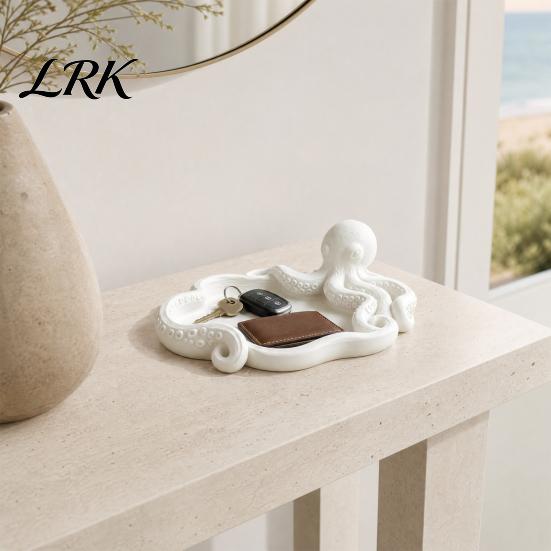 Octopus Shaped Jewelry Holder 3D Printed Tray, Ocean Animal Earrings Necklace Ring Small Accessory Dish Decorative Keys Trinkets Organizer Tray