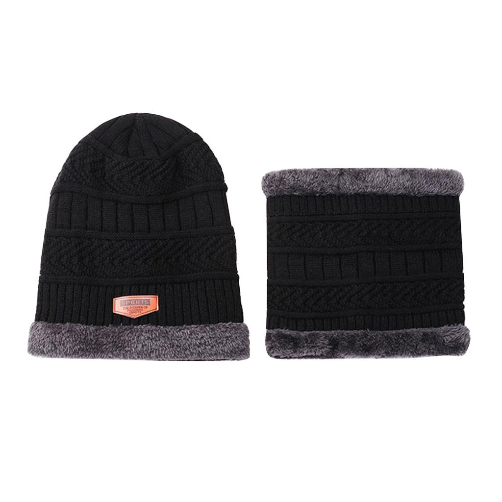 2 Pieces Kids Winter Warm Knitted Hat And Scarf Knit Cap Fleece Thick Knit Cap For Boys And Girls