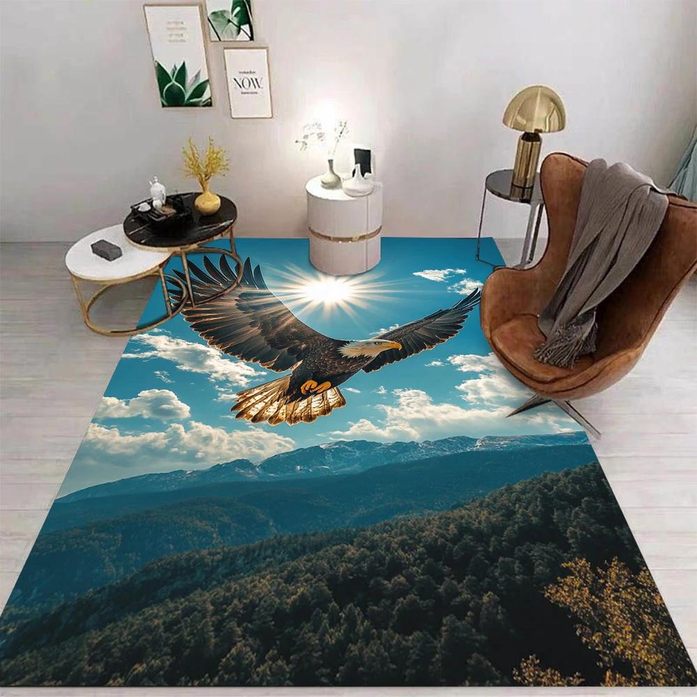 Cartoon Eagle Area Rug Non-Slip Washable Mat for Living Room Bedroom Kitchen Sofa Table Balcony Floor Carpet Home Decor