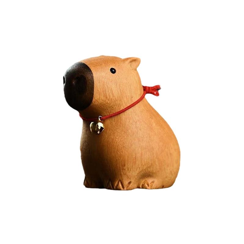 Kapybara Roztomilé zvíře Malý model Socha Masivní Dřevěná Řezba Domácí Pokoj Kancelář Auto Dekorace Příslušenství