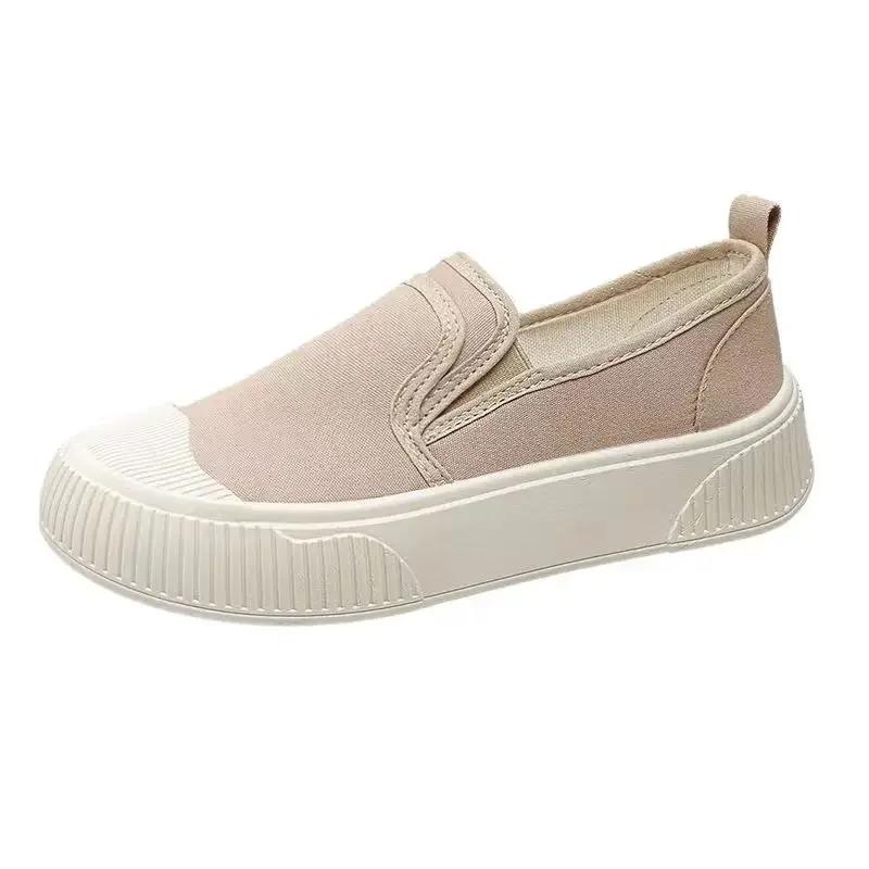 Pantofi de damă la modă cu talpă groasă, pantofi loafer din pânză pentru femei, adidași cu simț de design pentru femei, pantofi casual cu platformă cu talpă plată, adidași pentru femei