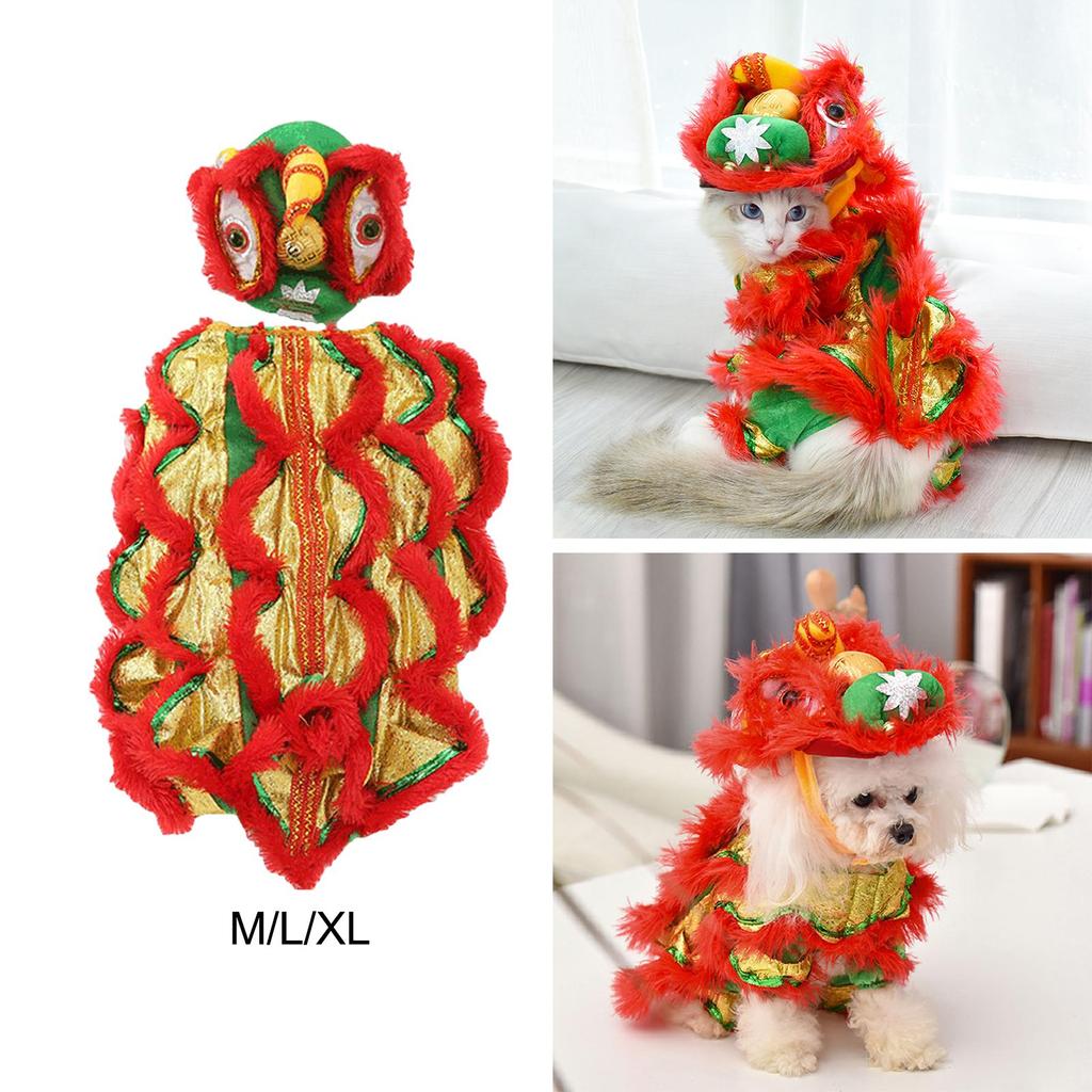 Fun Hoodies Coat Chinese New Year Lion Dance Pet Costume, Stylish Outfit for Furry Friend for Holiday Stage Performance Cosplay