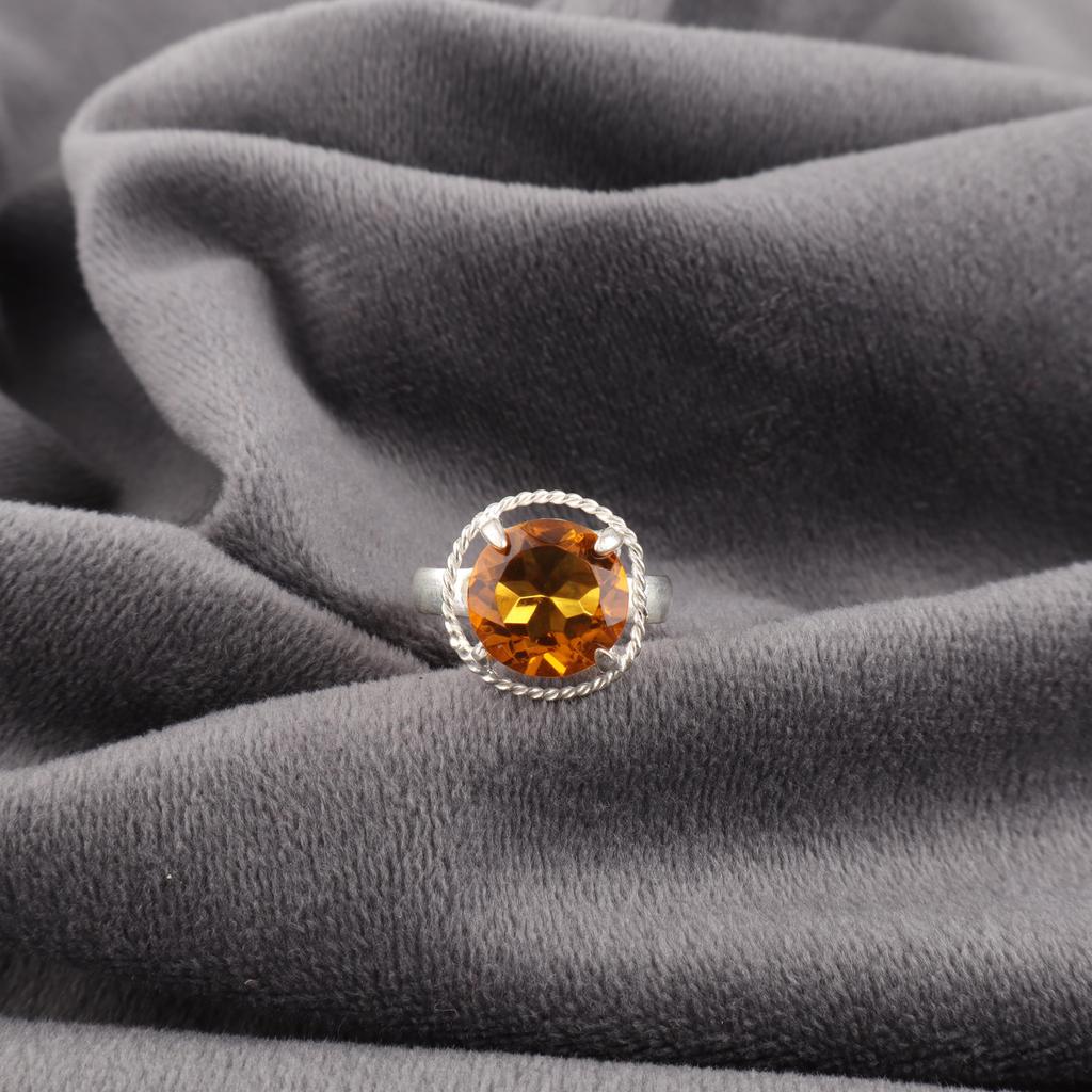 Gioielli con Pietra di Citrino, Anello Curativo in Argento Sterling Massiccio 925, Splendido Anello in Argento Fatto a Mano, Regalo per Lei