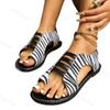 Fashion 2025 Summer New Roman Style Casual Sandals for Women's Fashion Leopard Print Design Open Toes Comfortable Lightweight Cool Flats
