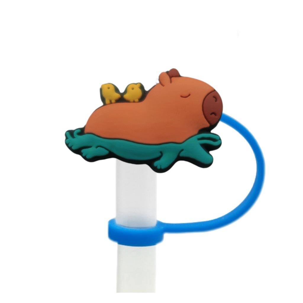 Cute Capybara 10mm Straw Cap Compatible with Stanley Cup Accessories Decoration Dustproof Straw Stopper Silicone Straw Cap