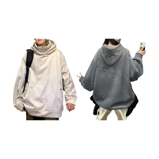 Felpa con cappuccio unisex autunno inverno tinta unita ricamo lettere maniche lunghe polsino elastico orlo con cappuccio ampia da indossare tutti i giorni casual sportiva
