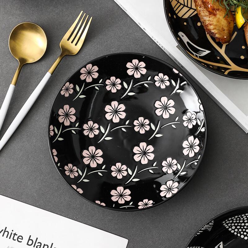 Diruien Japanese Style 8-inch Round Ceramic Deep Plate