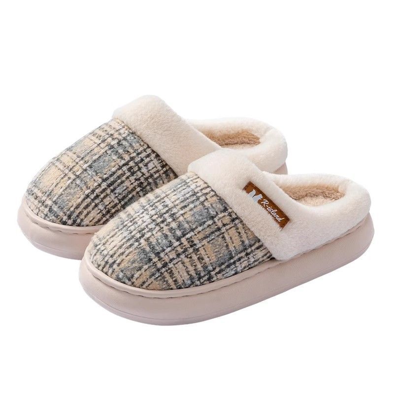 Thick-bottomed cotton slippers autumn and winter 2025 new indoor home household warm plush couple cotton mop