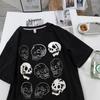 Gothic Women's T-Shirt Skeleton Print Grunge Aesthetic Goth T Shirt Dark Edgy Fashion Streetwear Graphic Tee Unisex Couple Tops