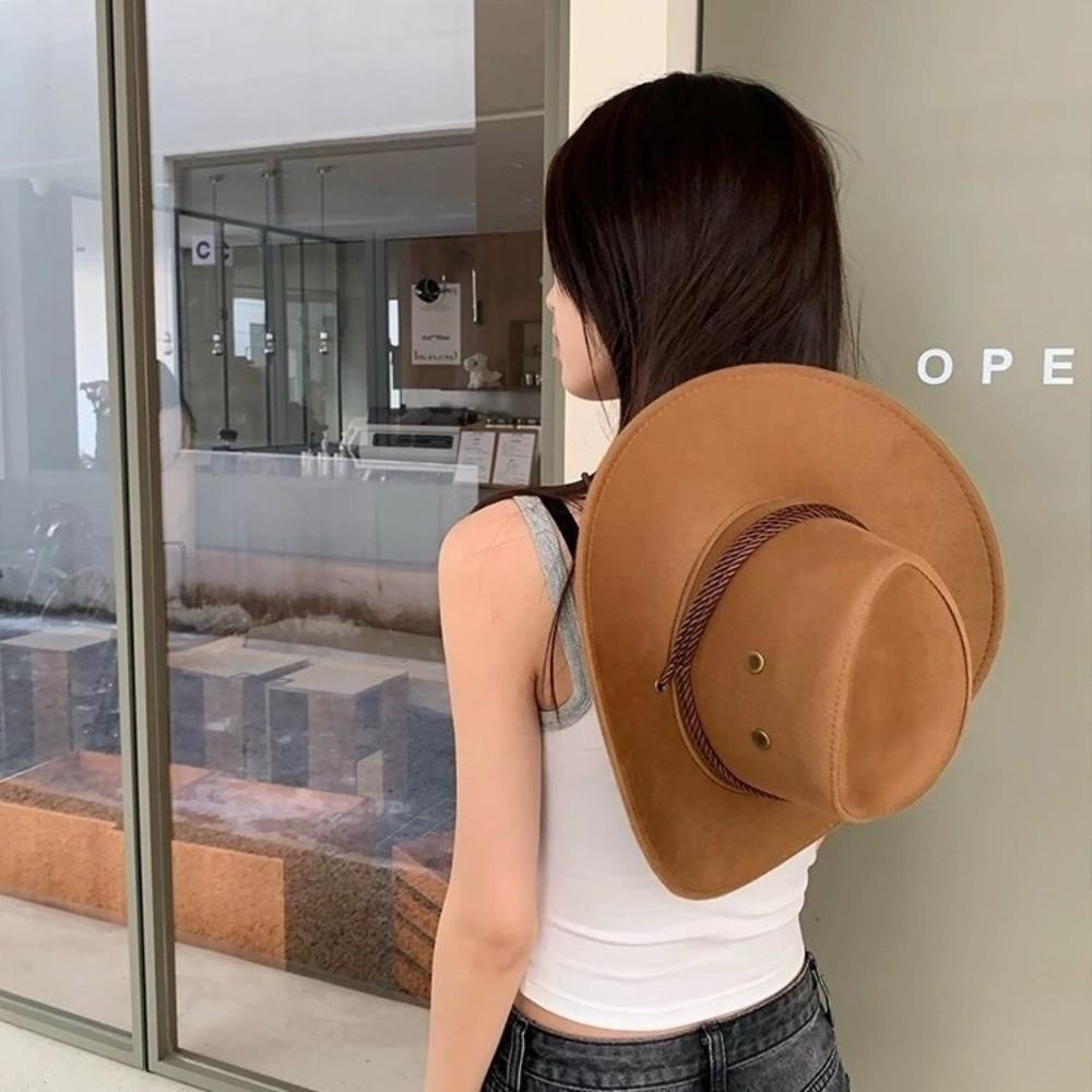 Large Brim Felt Fedora Hats Ethnic Style Mongolian Caps Fashion Western Cowboy Hat  Unisex
