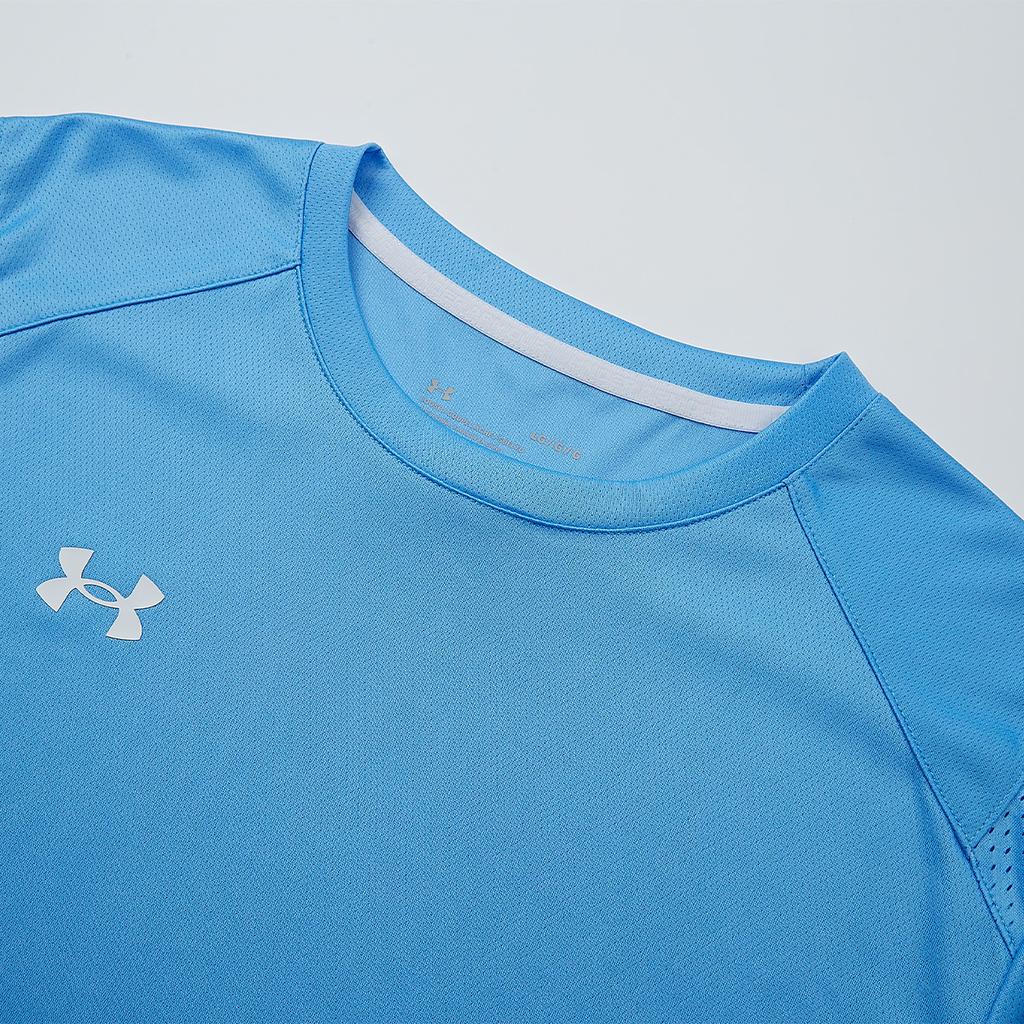 Under Armour Casual Solid Color Sports Jersey Knit Crew Neck Short Sleeve T-Shirt Unisex Tops Manchester-Blue 21500525-465