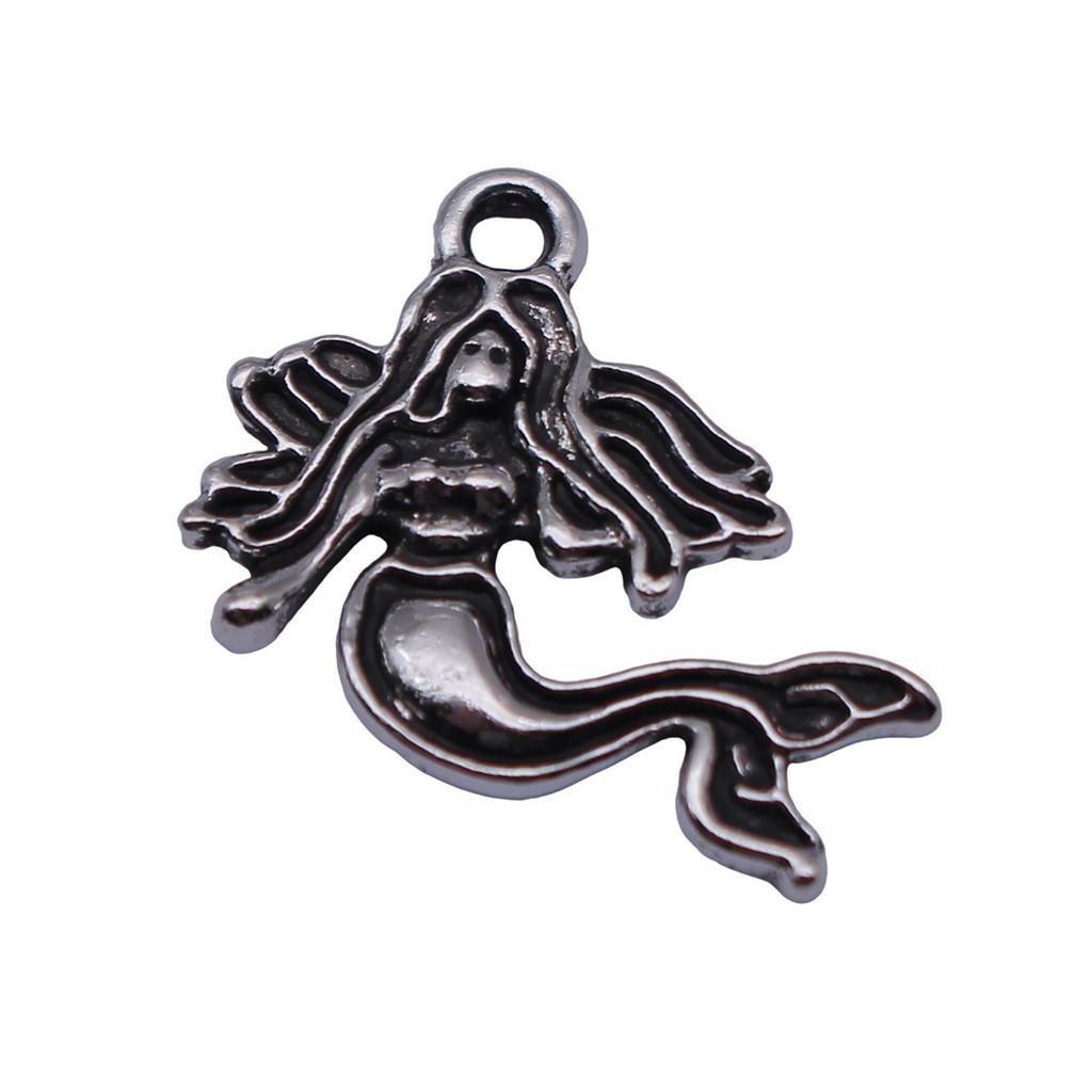 Mermaid Skeleton Charms Gothic Alloy Pendants For Halloween DIY Jewelry Accessories