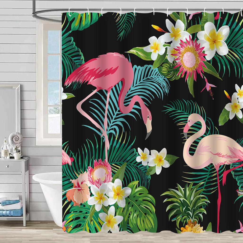 Bathroom Waterproof Curtain Digital Printing Tree Branches Bird Shower Curtain Free Punching Toilet Partition Curtain Shower Cloth