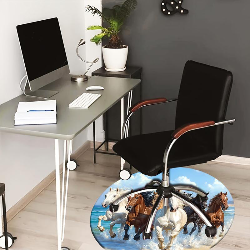 

1pc Office Carpet Chair Mats Horses Running on Beach Perfect for Decorating Office Chairss, Or Bedrooms.YDT401 80cm by 80cm