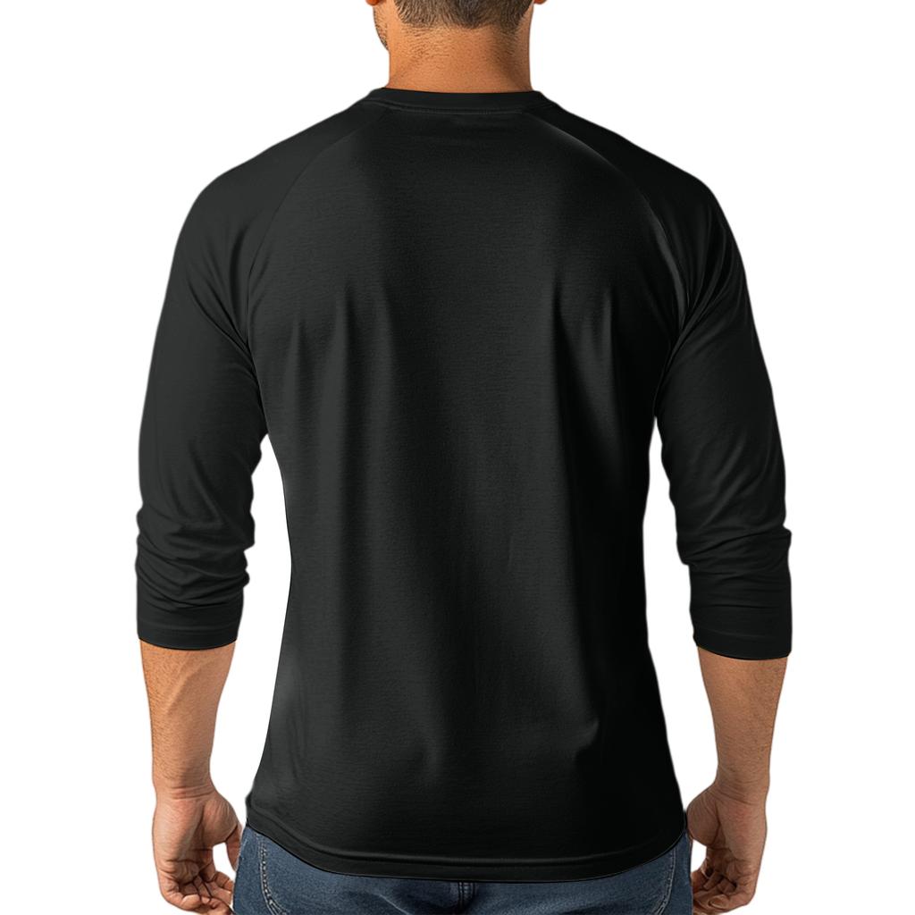 Men's Henley Neck Raglan Sleeve Three Quarter Length Shirt Button Placket Casual Lightweight Soft Fabric Top