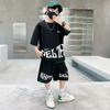 Ensemble de vêtements d'été pour enfants pour garçons Imprimé Lettres Survêtement Tenues pour enfants et adolescents T-shirt décontracté à manches courtes + short Survêtement Costume