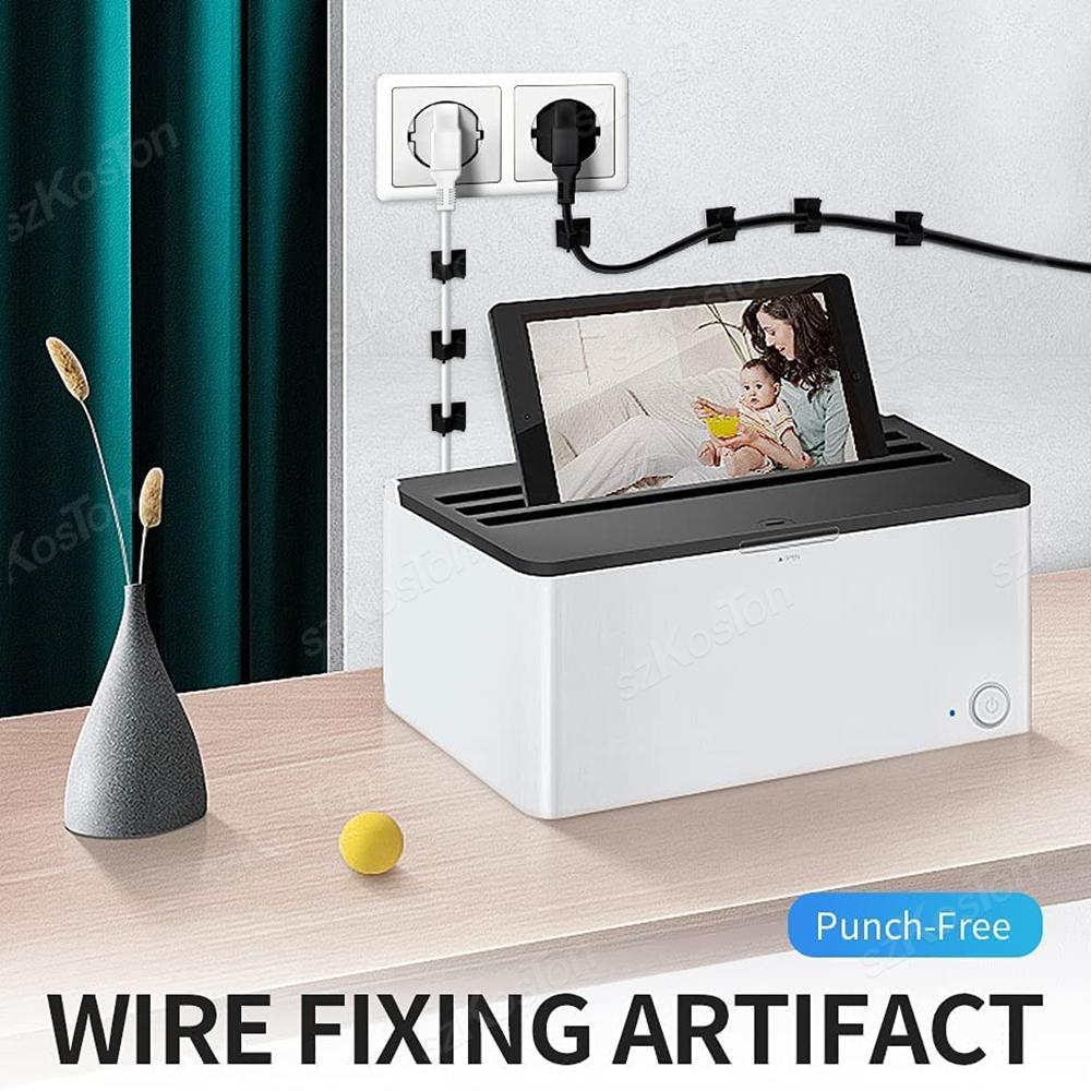 111/11PCS Cable Organizer Self Adhesive Cable Clips Table Cable Management Clamp Adjustable Cord Holder TV Charging Wire Winder