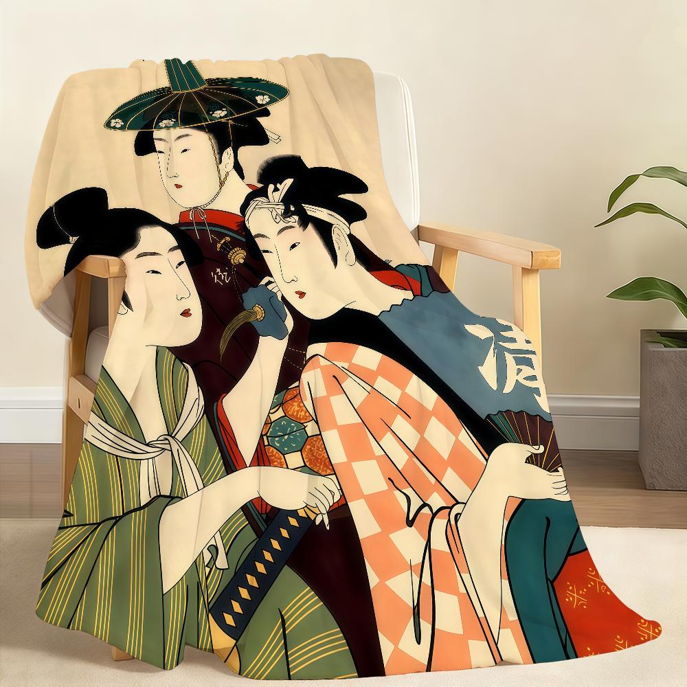 Japanese Geisha Female Blanket For Soft Throw Blanket for Picnic Bed Sofa Home Bedroom Cozy Warm Comfortable