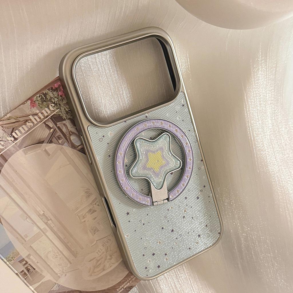 Starry Dots Apply To Apple 17pm Mobile Phone Case 15 Magnetic Suction Bracket Iphone16pro Gilt 14 Fresh Blue