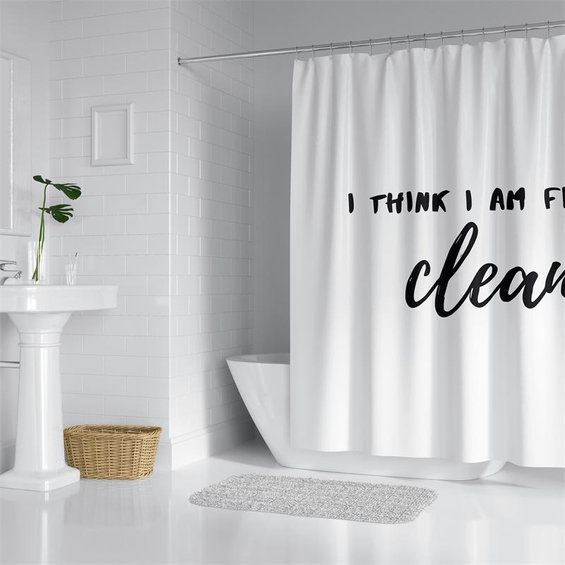 

Aertemisi I Think I Am Finally Clean Black Shower Curtain Set With Grommets And Hooks For Bathroom Decor W60H190(CM)-1 Pcs