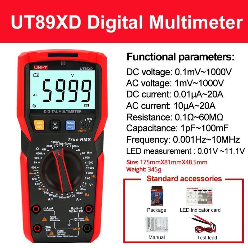 UNI-T UT61E PLUS UT61D+ UT89XD UT890D+ UT89X UT161E Professional Digital Multimeters 1000V Voltmeter True RMS Capacitor Tester