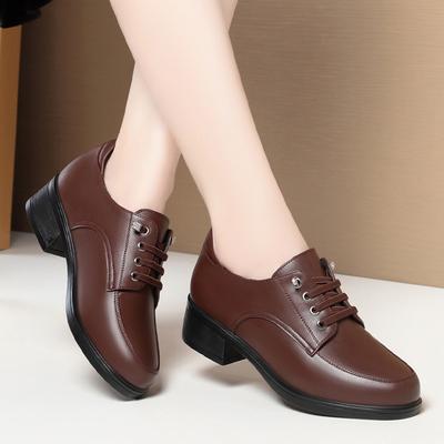 Spring Autumn Women's Fashion Pumps Shoes Woman Genuine Leather Wedge Casual Shoes Mother High Heels Comfort Single Shoes