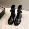 Removable Two Wear~ ANN Buckle with Thick Sole Medium and High Boots Women's Knight Boots Leather Short Boots